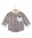 Solid Lining Plaid Shirt - Grey