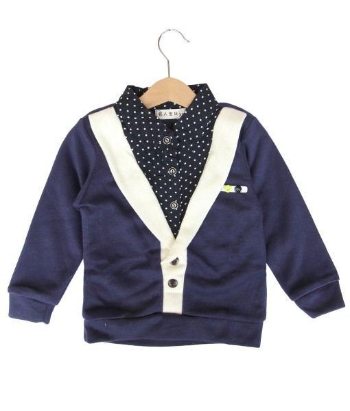Cardigan Polka Shirt Combination - Blue 1