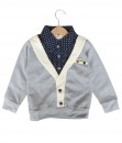 Cardigan Polka Shirt Combination - Grey