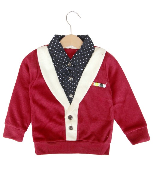 Cardigan Polka Shirt Combination - Red 1
