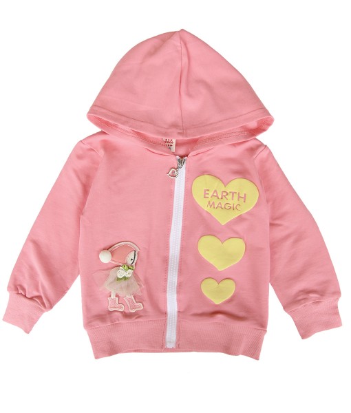 Heart Girl Hoodie Top - Peach 1