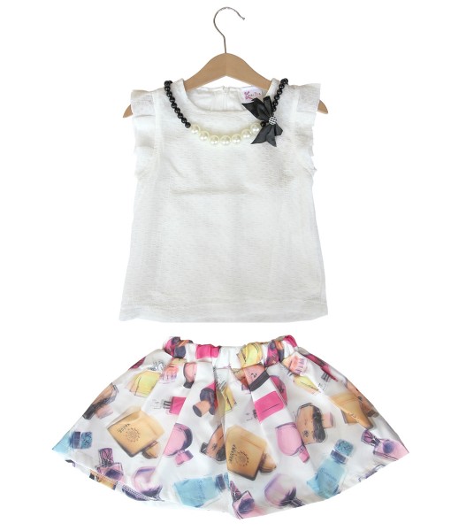 White Top + Perfume Skirt + Necklace 1