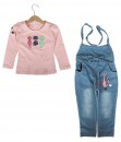 Kitten Peach Top + Denim Overall