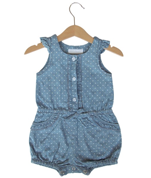 Polka Denim Bloomers Romper 1