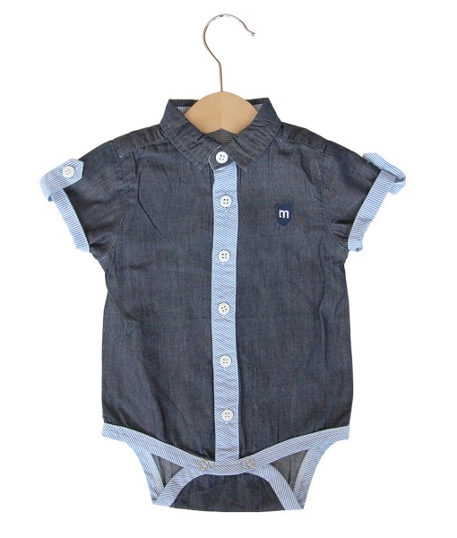 Blue Denim Bodysuit Shirt 1