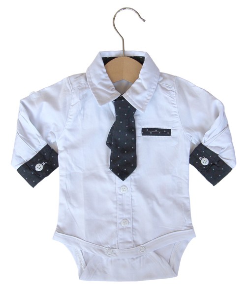 White Bodysuit Shirt + Tie 1