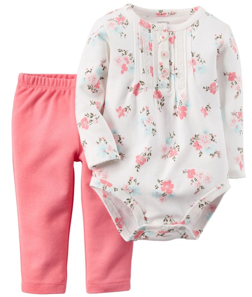 Flower White Bodysuit + Pink Pant 1