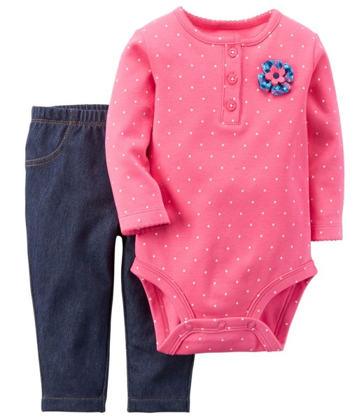 Pink Polka Bodysuit + Blue Pant 1