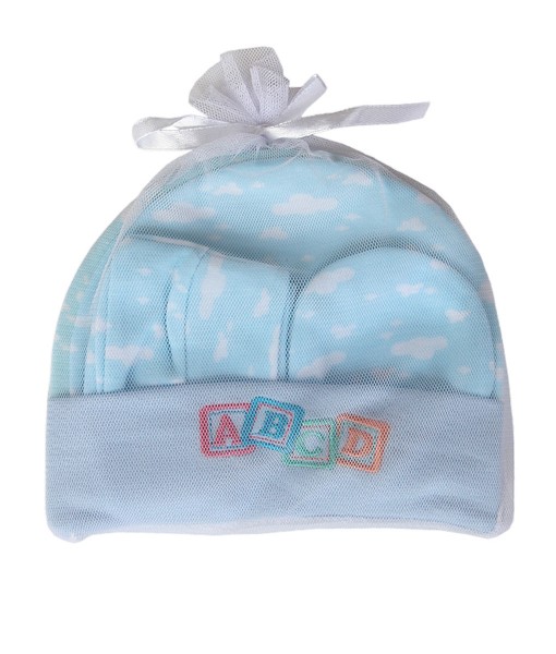 Baby Hat, Mitten and Booties - Blue Cloud 1