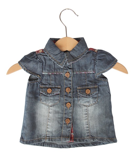 Flower Button Denim Shirt 1