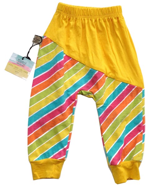 Two Tone Jogger Pant - Rainbow Stripes Yellow 1