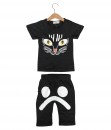 Cat Black Tee + Emoticon Pant