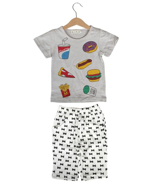 Fast Food Grey Tee + Pant 1