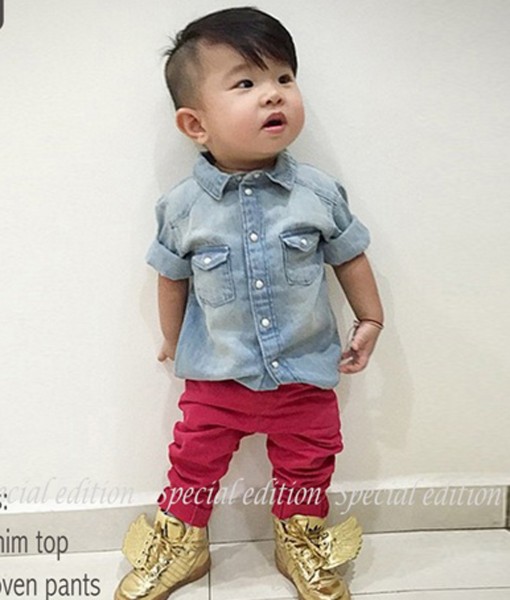 Denim Shirt + Red Pant