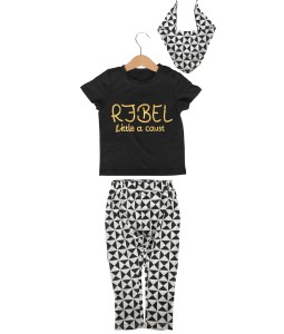 Rebel Black Tee + Pant + Scarf