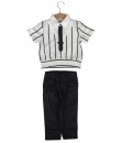 Stripe Vest Combination Tee + Midi Pant