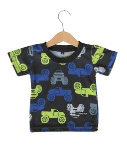 Kiddo Pattern Tee - Black Tractor