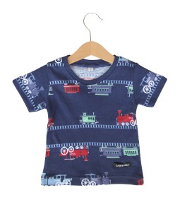 Kiddo Pattern Tee - Blue Train
