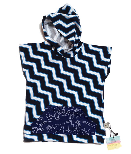 Hoodie Tee - NAvy ZigZag 1