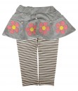 Flower Stripe Skirt Legging - Grey
