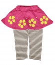 Flower Stripe Skirt Legging - Pink