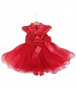 Mandarin Bow Tulle Dress - Red