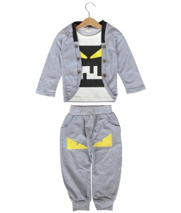 Monster Cardigan Combination Tee + Pant - Grey