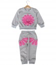 Flower Bear Top + Pant - Grey