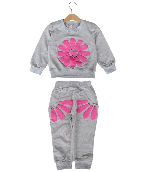 Flower Bear Top + Pant - Grey 1