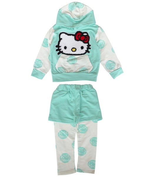 Hello Kitty Applique Hoodie + Pant - Turquoise 1
