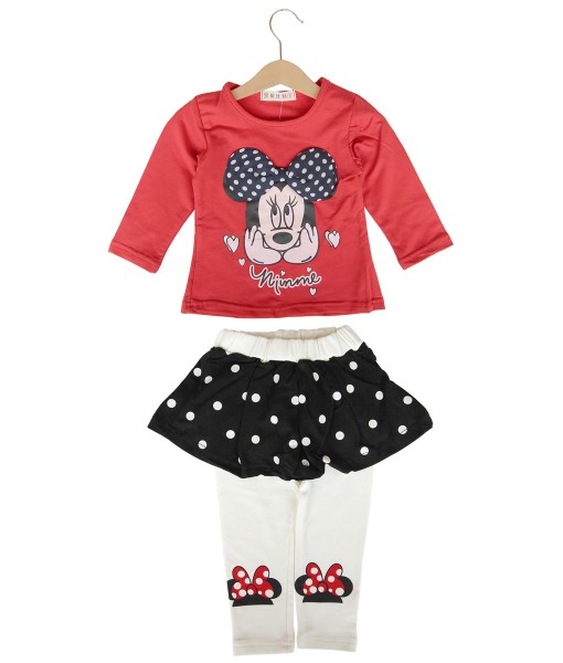 Minnie Polka Bow Top + Pant - Red 1