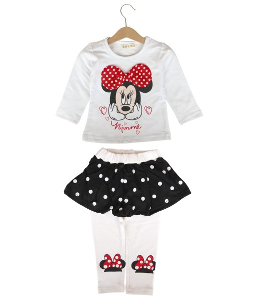 Minnie Polka Bow Top + Pant - White 1