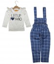 White Tee + Plaid Overall - Blue