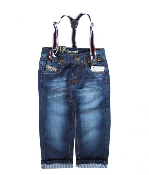 Suspender Blue Dark Kids Jeans 1