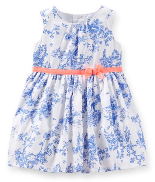 Tree Print Sateen White Dress 1