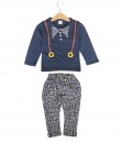 Collar Suspender Top + Pant - Blue Dark