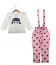 Girl Tee + Polka Suspender Pant - Peach