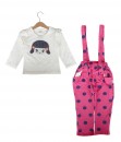 Girl Tee + Polka Suspender Pant - Pink