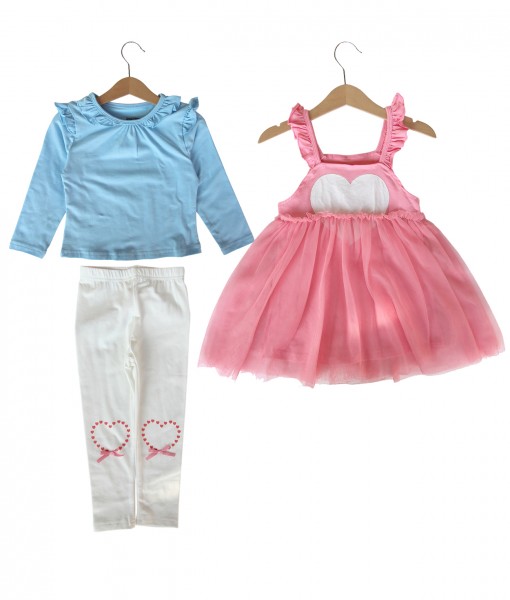 Ruffle Top + Pink Heart Overall + Legging 1