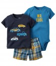 Car Dark Blue Tee + Blue Bodysuit + Plaid Pant