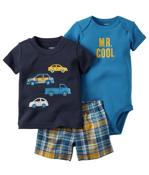 Car Dark Blue Tee + Blue Bodysuit + Plaid Pant 1