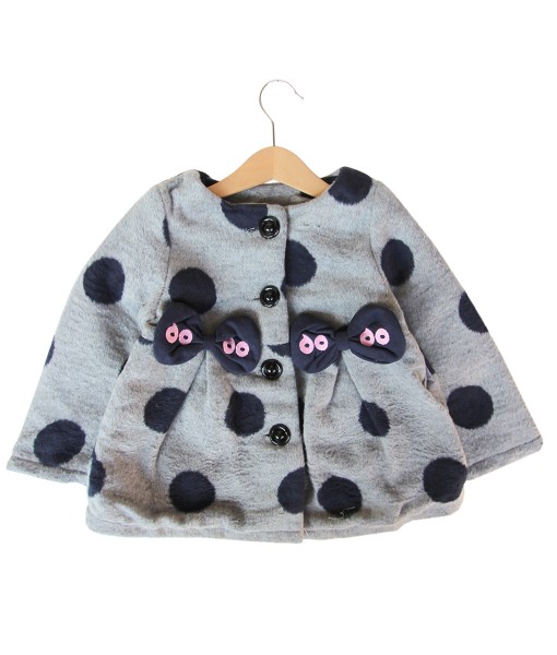 Polka Bow Coat - Grey 1