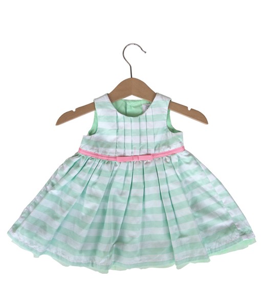 Little Stripe Green Baby Dress 1
