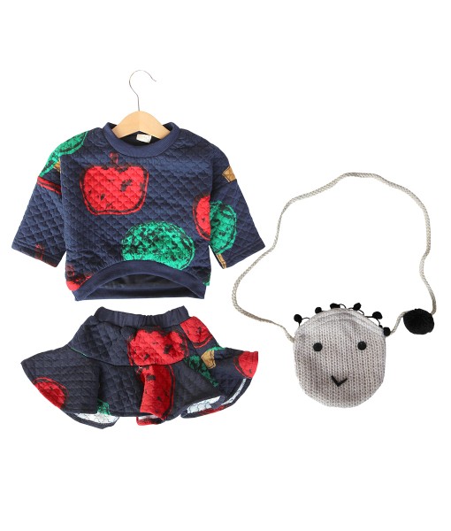 Strawberry Sweater + Skirt + Bag - Blue 1