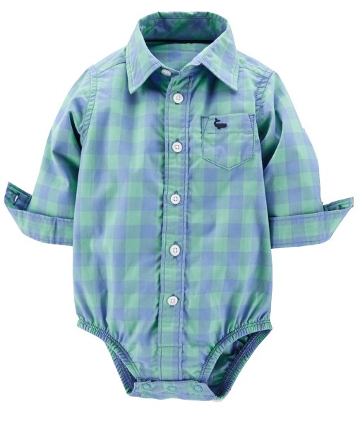 Plaid Blue Green Shirt Bodysuit 1