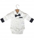 White Bodysuit Shirt + Bow Tie