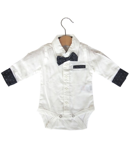 White Bodysuit Shirt + Bow Tie 1