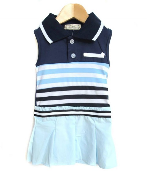 0103-149 Blue Stripe Collared Dress