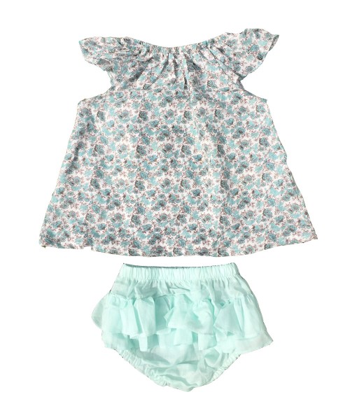 Mint Floral Top+Bloomers