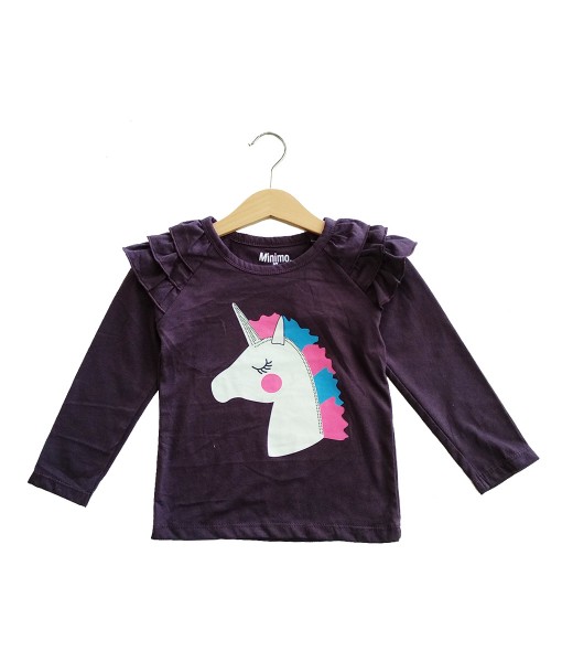 0101-1512J - MINIMO Long Sleeve Ruffle Dark Purple Unicorn